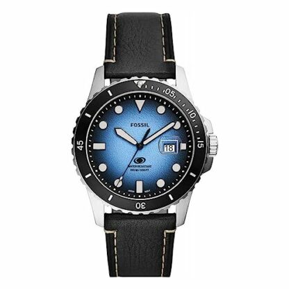 FOSSIL Blue Watch for Men, Quartz Movement with Stainless Steel or Leather Strap 2 FOSSIL Blue Watch for Men, Quartz Movement with Stainless Steel or Leather Strap - Image 2