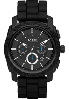 Fossil Blue Watch for Men, GMT Movement with Stainless Steel or Leather Strap