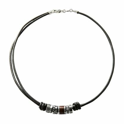 Fossil Necklace for Men Stainless steel and leather necklace - Image 3