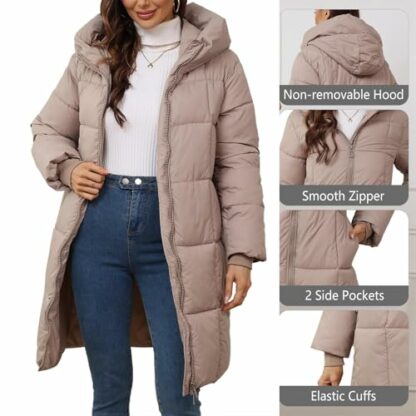 HOOUDO Womens Winter Coat Warm Long Down Jacket Lightweight Windproof Quilted Puffer Coats Jackets Ladies Outdoor Hiking Parka Outwear with Hood - Image 3