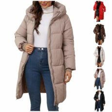HOOUDO Womens Winter Coat Warm Long Down Jacket Lightweight Windproof Quilted Puffer Coats Jackets Ladies Outdoor Hiking Parka Outwear with Hood