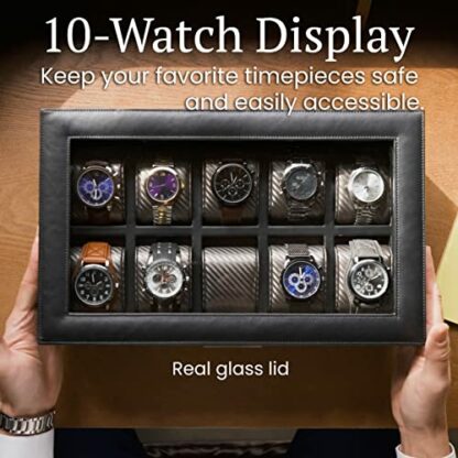 HOUNDSBAY Mariner Watch Box Display Case - Carbon Fiber Interior With 10 Watch Slots 3 HOUNDSBAY Mariner Watch Box Display Case - Carbon Fiber Interior With 10 Watch Slots - Image 3