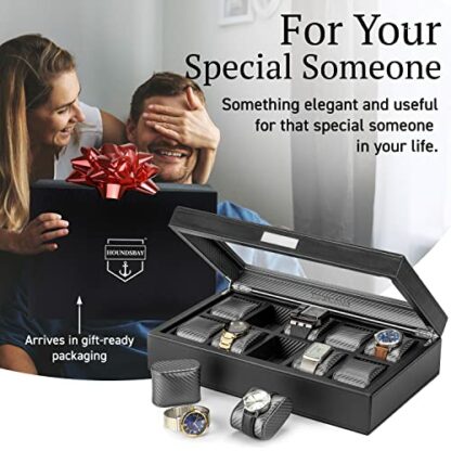 HOUNDSBAY Mariner Watch Box Display Case - Carbon Fiber Interior With 10 Watch Slots 4 HOUNDSBAY Mariner Watch Box Display Case - Carbon Fiber Interior With 10 Watch Slots - Image 4
