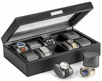 HOUNDSBAY Mariner Watch Box Display Case - Carbon Fiber Interior With 10 Watch Slots 2 HOUNDSBAY Mariner Watch Box Display Case - Carbon Fiber Interior With 10 Watch Slots - Image 2
