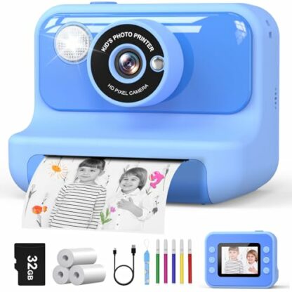 Hangrui Kids Camera Instant Print, 2.4'' Instant Camera for Kids, 1080P Kids Digital Camera with 32GB Card & 3 Rolls Photo Paper, Christmas Birthday Gifts Kids Toys for Girls & Boys Aged 3-12 2 Hangrui Kids Camera Instant Print, 2.4'' Instant Camera for Kids, 1080P Kids Digital Camera with 32GB Card & 3 Rolls Photo Paper, Christmas Birthday Gifts Kids Toys for Girls & Boys Aged 3-12 - Image 2