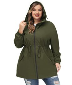 Hanna Nikole Women's Plus Size Hooded Raincoat Outdoor Jacket Waterproof Windbreaker