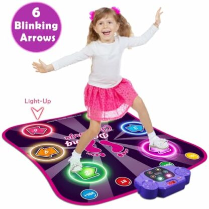INSTOY Light Up Dance Mat for Girls：Dance Toys for 4 5 6 7 8 9 10 Year Old Girl Gifts - Music Dancing Game Pad with 5 Game Modes & Wireless Bluetooth - Birthday Gifts for Girls Boys Age 3-10 - Image 3