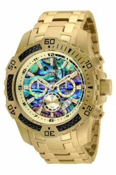 Invicta Men's Pro Diver Scuba Quartz Chronograph Carbon Fiber Bezel Abalone Dial Bracelet Watch, 50mm