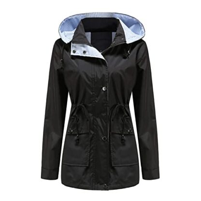 MODFUL Women Long Sleeve Rainproof Jacket Waterproof Windbreaker Hooded Lightweight Windproof Outdoor Coat - Image 3