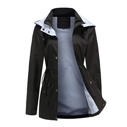 MODFUL Women Long Sleeve Rainproof Jacket Waterproof Windbreaker Hooded Lightweight Windproof Outdoor Coat - Image 4