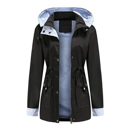 MODFUL Women Long Sleeve Rainproof Jacket Waterproof Windbreaker Hooded Lightweight Windproof Outdoor Coat - Image 2