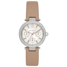 Michael Kors Parker Watch for Women, Chronograph Movement with Stainless Steel or Leather Strap