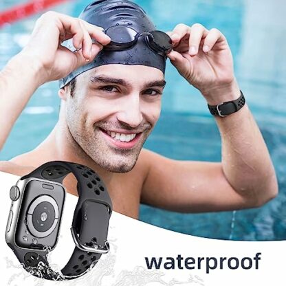 Muranne Sport Band Compatible with Apple Watch 38mm 40mm 41mm 42mm 44mm 45mm for Women Men, Sporty Breathable Soft Silicone Replacement Wrist Strap For iWatch SE Series 7 6 5 4 3 2 1, S/M M/L - Image 3