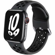 Muranne Sport Band Compatible with Apple Watch 38mm 40mm 41mm 42mm 44mm 45mm for Women Men, Sporty Breathable Soft Silicone Replacement Wrist Strap For iWatch SE Series 7 6 5 4 3 2 1, S/M M/L