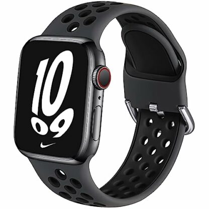 Muranne Sport Band Compatible with Apple Watch 38mm 40mm 41mm 42mm 44mm 45mm for Women Men, Sporty Breathable Soft Silicone Replacement Wrist Strap For iWatch SE Series 7 6 5 4 3 2 1, S/M M/L - Image 2