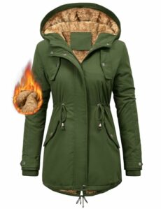 CMTOP Winter Jackets for Women UK Thick Fleece Lined Women's Coats Warm Fuzzy Waterproof Coat Padded Windproof Ladies Coats Thermal Outdoor Parka Jacket Hood Outerwear with Pockets