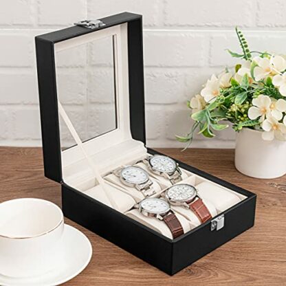 Oyydecor Watch Box 6 Slots PU Leather Case Organizer Wooden Storage Organizer for Storage and Display Men's & Women's Gift Business - Image 4
