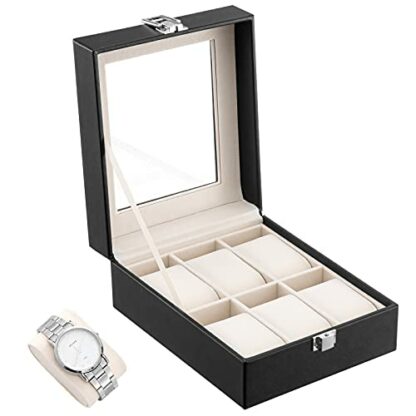 Oyydecor Watch Box 6 Slots PU Leather Case Organizer Wooden Storage Organizer for Storage and Display Men's & Women's Gift Business - Image 2