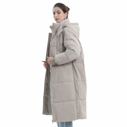 PUFFIT Women Long Puffer Jacket Hood Winter Water Repellent Wind-resistant Warm Ladies Quilted Padded Coat Big Pocket - Image 3