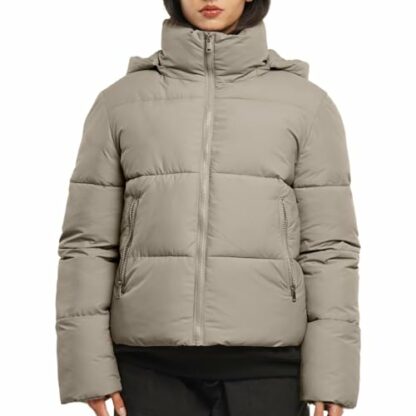 PUFFIT Women Puffer Jacket Hood Winter Water Repellent Wind-resistant Ladies Classic Quilted Padded Coat Big Pocket - Image 3