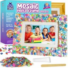 PURPLE LADYBUG Decorate Your Own Mosaic Photo Frame Craft Kits for Kids Age 6+ - Girls Birthday Presents, Great 7 Year Old Girl Gifts, Arts & Crafts for Kids Age 6 7 9 10+ - Gifts for 8 Year Old Girls