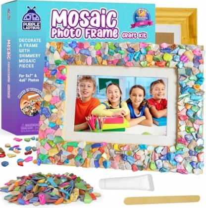 PURPLE LADYBUG Decorate Your Own Mosaic Photo Frame Craft Kits for Kids Age 6+ - Girls Birthday Presents, Great 7 Year Old Girl Gifts, Arts & Crafts for Kids Age 6 7 9 10+ - Gifts for 8 Year Old Girls 2 PURPLE LADYBUG Decorate Your Own Mosaic Photo Frame Craft Kits for Kids Age 6+ - Girls Birthday Presents, Great 7 Year Old Girl Gifts, Arts & Crafts for Kids Age 6 7 9 10+ - Gifts for 8 Year Old Girls - Image 2