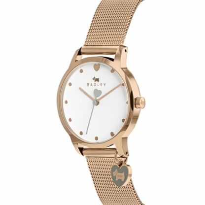 RADLEY Heart Dial Ladies Rose Gold Stainless Steel Mesh Strap Heart Charm Watch RY4368S - Image 4