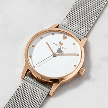 RADLEY Heart Dial Ladies Silver Stainless Steel Mesh Strap Contrast Hand Watch with Heart Necklace RY4411A 4 RADLEY Heart Dial Ladies Silver Stainless Steel Mesh Strap Contrast Hand Watch with Heart Necklace RY4411A - Image 4