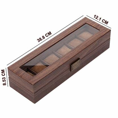 READAEER Vintage Watch Holder Box, Faux Wood Grain Pu Leather Watch Case, Dustproof Watch Case with Crystal Clear Display Window, Soft Removable Cushion, Vintage Metal Clip Lock. 3 READAEER Vintage Watch Holder Box, Faux Wood Grain Pu Leather Watch Case, Dustproof Watch Case with Crystal Clear Display Window, Soft Removable Cushion, Vintage Metal Clip Lock. - Image 3