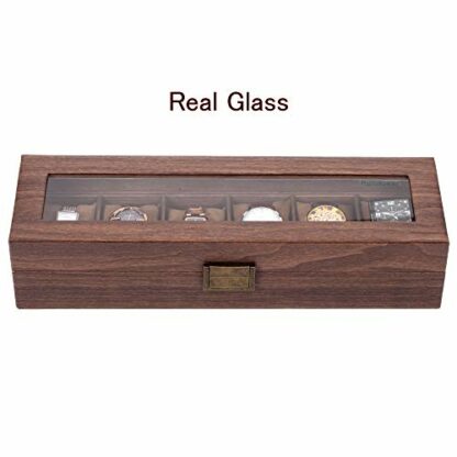 READAEER Vintage Watch Holder Box, Faux Wood Grain Pu Leather Watch Case, Dustproof Watch Case with Crystal Clear Display Window, Soft Removable Cushion, Vintage Metal Clip Lock. 4 READAEER Vintage Watch Holder Box, Faux Wood Grain Pu Leather Watch Case, Dustproof Watch Case with Crystal Clear Display Window, Soft Removable Cushion, Vintage Metal Clip Lock. - Image 4