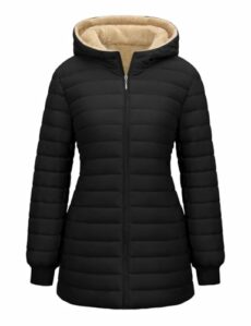 RITOSTA Women's Long Coats Winter Puffer Jackets Ladies Quilted Padded Outdoor Down Jacket Fleece Lined Outdoor Warm Parka Zip Up Hoodies Casual Long Sleeve Outwear with Pockets Hooded