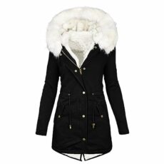 RLEHJN Parka Jacket Womens, Winter Coats for Women UK Sale Clearance Hooded Fleece Lined Jacket Warm Padded Coat with Faux Fur Trim Hood Overcoat Thickened Outerwear with Pockets Size 8-22