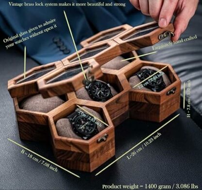 Royal Craft Expertise Travel Watch Box for Men, Single Watch Display Case Mens Watch Box Organizer, Dark Indian Rosewood Watch Cases for Men, Watch Storage Box, Valentines Gift Watch - Image 3