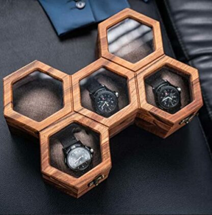 Royal Craft Expertise Travel Watch Box for Men, Single Watch Display Case Mens Watch Box Organizer, Dark Indian Rosewood Watch Cases for Men, Watch Storage Box, Valentines Gift Watch - Image 2