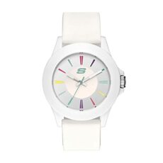 Skechers Women's Rosencrans Midsize Quartz Plastic and Silicone Casual Watch, Color White (Model: SR6080)