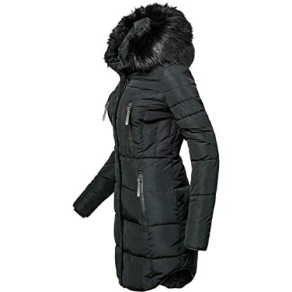Spindle Womens Designer Long Fur Parka Hooded Jacket Quilted Winter Padded Coat Zip Pockets - Image 3