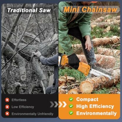 Stonecho Mini Chainsaw 6 Inch, 2x4000mAh Battery Chainsaw, Brushless Motor Mini Chainsaw Cordless, 36.5FT/S Chain Speed Portable Handheld Electric Mini Chainsaw for Garden Tree Branch Cutting 3 Chains 4 Stonecho Mini Chainsaw 6 Inch, 2x4000mAh Battery Chainsaw, Brushless Motor Mini Chainsaw Cordless, 36.5FT/S Chain Speed Portable Handheld Electric Mini Chainsaw for Garden Tree Branch Cutting 3 Chains - Image 4