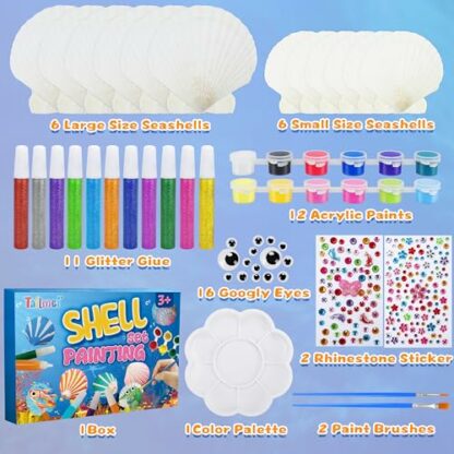 Tailmei Sea Shell Painting Kit for Kids,Art and Craft Kits,DIY Painting Gifts for Girls Boys,DIY Creative Craft Activities Toys for Age 5 6 7 8 9 10 11 12 Year Old Girls Boys 3 Tailmei Sea Shell Painting Kit for Kids,Art and Craft Kits,DIY Painting Gifts for Girls Boys,DIY Creative Craft Activities Toys for Age 5 6 7 8 9 10 11 12 Year Old Girls Boys - Image 3