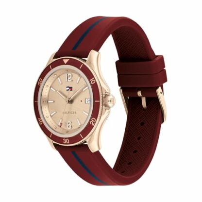 Tommy Hilfiger Analogue Quartz Watch for Women with Burgundy Silicone Bracelet - 1782510 - Image 3