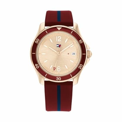 Tommy Hilfiger Analogue Quartz Watch for Women with Burgundy Silicone Bracelet - 1782510 - Image 2