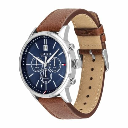 Tommy Hilfiger Men's 44mm Multifunction Quartz Watch - Navy Blue Dial, Light Brown Leather Strap, 3 Sub-Dials, 5ATM Water Resistant - 1791629 - Image 3