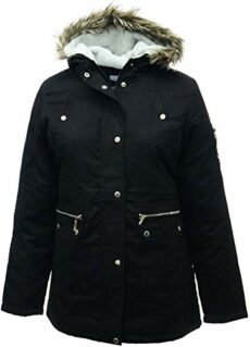 UK Dispatch Ladìes Plus Size New Black Parka Coat Long Jacket Fleece Lined Fur Trim Hood