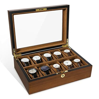 Uten Watch Box with 6 Slots, 10 Slots, 12 Solots, Wood Watch Case Watch Pillows, Velvet Lining, Jewellery Box. - Image 2