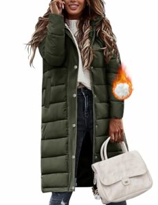 Vancavoo Women's Coats Long Quilted Jacket Winter Ladies Padded Parka Warm Fleece Lined Thick Overcoat Water Repellent Outerwear