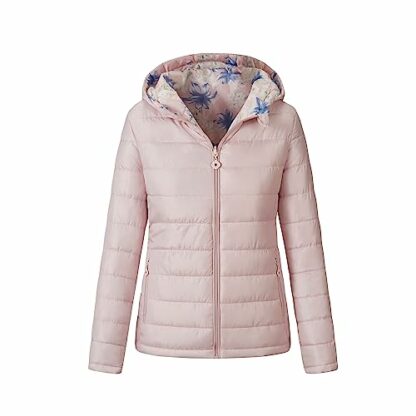 Vibes Ladies Jackets Women Reversible Winter Down jacket Lightweight Packable Jackets for Women Zipper Hooded Jacket with Pockets Women Windproof Waterproof Jacket Coat Ladies UK Size S M L XL - Image 2