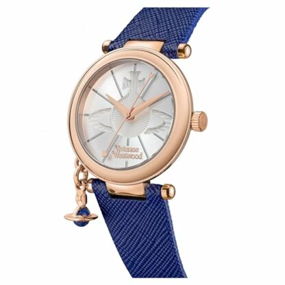 Vivienne Westwood Women's Orb Pop Quartz Analogue Display Watch with Silver Dial and Blue Leather Strap VV006RSBL - Image 3
