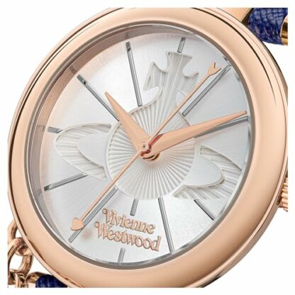 Vivienne Westwood Women's Orb Pop Quartz Analogue Display Watch with Silver Dial and Blue Leather Strap VV006RSBL - Image 4