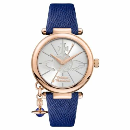 Vivienne Westwood Women's Orb Pop Quartz Analogue Display Watch with Silver Dial and Blue Leather Strap VV006RSBL - Image 2