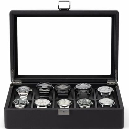 Vlando Watch Storage Box, Leather Wooden Travel Watch Display Case Holder Organizer Box with 6 Removable Watch Pillow for Jewellry, Watch, Accessories- Gift for Man, Women, Husband - Image 2