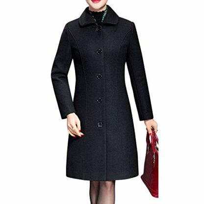 Womens Lapel Wool Blend Trench Coats Single Breasted Winter Long Overcoat Outwear Casual Pea Coat 3 Womens Lapel Wool Blend Trench Coats Single Breasted Winter Long Overcoat Outwear Casual Pea Coat - Image 3